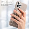 For iPhone 12 Pro Max Litchi Leather Oil Edge Ring Card Back Phone Case(Khaki)