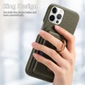 For iPhone 12 Pro Litchi Leather Oil Edge Ring Card Back Phone Case(Green)