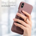 For iPhone X / XS Litchi Leather Oil Edge Ring Card Back Phone Case(Jujube Apricot)
