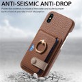 For iPhone X / XS Litchi Leather Oil Edge Ring Card Back Phone Case(Brown)