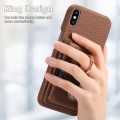 For iPhone X / XS Litchi Leather Oil Edge Ring Card Back Phone Case(Brown)