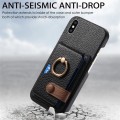 For iPhone X / XS Litchi Leather Oil Edge Ring Card Back Phone Case(Black)