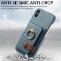 For iPhone X / XS Litchi Leather Oil Edge Ring Card Back Phone Case(Light Blue)