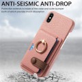 For iPhone X / XS Litchi Leather Oil Edge Ring Card Back Phone Case(Pink)