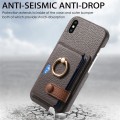 For iPhone X / XS Litchi Leather Oil Edge Ring Card Back Phone Case(Grey)