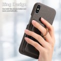 For iPhone X / XS Litchi Leather Oil Edge Ring Card Back Phone Case(Grey)