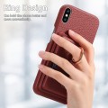 For iPhone X / XS Litchi Leather Oil Edge Ring Card Back Phone Case(Red)