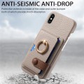 For iPhone X / XS Litchi Leather Oil Edge Ring Card Back Phone Case(Khaki)