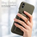 For iPhone X / XS Litchi Leather Oil Edge Ring Card Back Phone Case(Green)