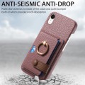 For iPhone XR Litchi Leather Oil Edge Ring Card Back Phone Case(Jujube Apricot)
