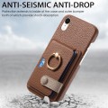 For iPhone XR Litchi Leather Oil Edge Ring Card Back Phone Case(Brown)