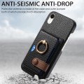 For iPhone XR Litchi Leather Oil Edge Ring Card Back Phone Case(Black)