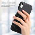 For iPhone XR Litchi Leather Oil Edge Ring Card Back Phone Case(Black)