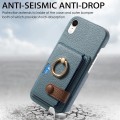 For iPhone XR Litchi Leather Oil Edge Ring Card Back Phone Case(Light Blue)