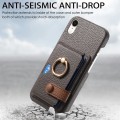 For iPhone XR Litchi Leather Oil Edge Ring Card Back Phone Case(Grey)