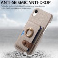 For iPhone XR Litchi Leather Oil Edge Ring Card Back Phone Case(Khaki)