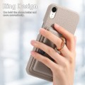For iPhone XR Litchi Leather Oil Edge Ring Card Back Phone Case(Khaki)