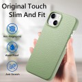 For iPhone 15 Litchi Oil Edge Leather Back Phone Case(Tea Green)