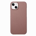 For iPhone 15 Litchi Oil Edge Leather Back Phone Case(Jujube Apricot)