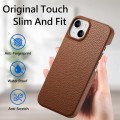 For iPhone 15 Litchi Oil Edge Leather Back Phone Case(Brown)