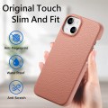 For iPhone 15 Litchi Oil Edge Leather Back Phone Case(Pink)