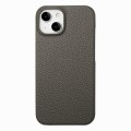 For iPhone 15 Plus Litchi Oil Edge Leather Back Phone Case(Grey)