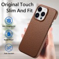 For iPhone 15 Pro Litchi Oil Edge Leather Back Phone Case(Brown)