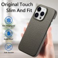For iPhone 15 Pro Litchi Oil Edge Leather Back Phone Case(Grey)