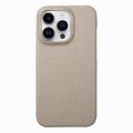 For iPhone 15 Pro Litchi Oil Edge Leather Back Phone Case(Khaki)