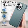 For iPhone 15 Pro Max Litchi Oil Edge Leather Back Phone Case(Light Blue)