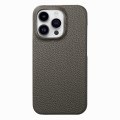 For iPhone 15 Pro Max Litchi Oil Edge Leather Back Phone Case(Grey)