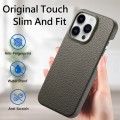 For iPhone 15 Pro Max Litchi Oil Edge Leather Back Phone Case(Grey)