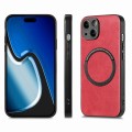 For iPhone 15 Solid Color Leather Skin Back Phone Case(Red)