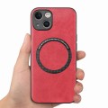 For iPhone 15 Solid Color Leather Skin Back Phone Case(Red)