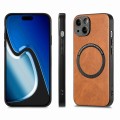 For iPhone 15 Solid Color Leather Skin Back Phone Case(Brown)