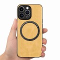 For iPhone 15 Pro Solid Color Leather Skin Back Phone Case(Yellow)