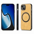 For iPhone 15 Plus Solid Color Leather Skin Back Phone Case(Yellow)