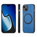 For iPhone 15 Plus Solid Color Leather Skin Back Phone Case(Blue)