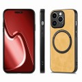 For iPhone 15 Pro Max Solid Color Leather Skin Back Phone Case(Yellow)