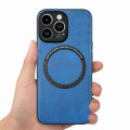 For iPhone 15 Pro Max Solid Color Leather Skin Back Phone Case(Blue)