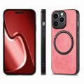 For iPhone 15 Pro Max Solid Color Leather Skin Back Phone Case(Pink)
