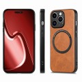 For iPhone 15 Pro Max Solid Color Leather Skin Back Phone Case(Brown)