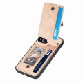 For iPhone 15 Carbon Fiber Vertical Flip Zipper Phone Case(Khaki)