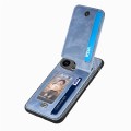 For iPhone 15 Pro Carbon Fiber Vertical Flip Zipper Phone Case(Blue)