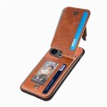 For iPhone 15 Pro Max Carbon Fiber Vertical Flip Zipper Phone Case(Brown)