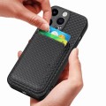 For iPhone 15 Pro Carbon Fiber Leather Card Magsafe Phone Case(Black)