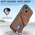 For iPhone 15 Retro Card Wallet Fold Leather Phone Case with Strap(Brown)