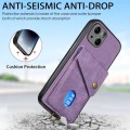 For iPhone 15 Retro Card Wallet Fold Leather Phone Case with Strap(Purple)