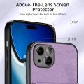 For iPhone 15 Plus Retro Card Wallet Fold Leather Phone Case with Strap(Purple)