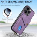 For iPhone 15 Pro Retro Card Wallet Fold Leather Phone Case with Strap(Purple)